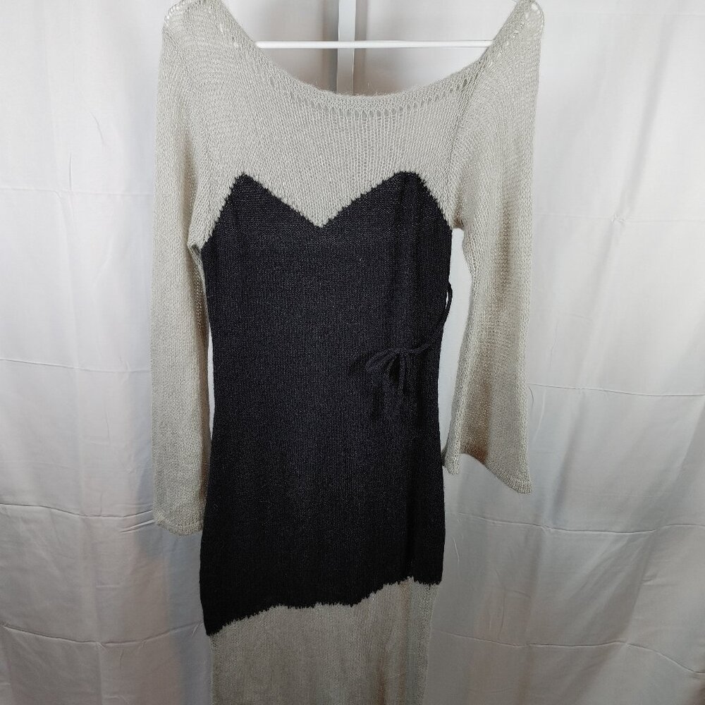 NWT Cider Size S Wool Blend Asymmetrical Black And Gray Dress